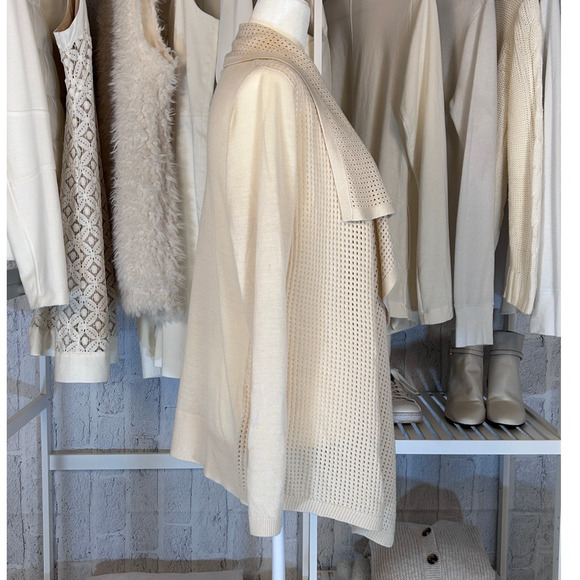 Ann Taylor Women's Size M Cream Open Front Lightweight Cardigan Sweater #0001 - Picture 2 of 6